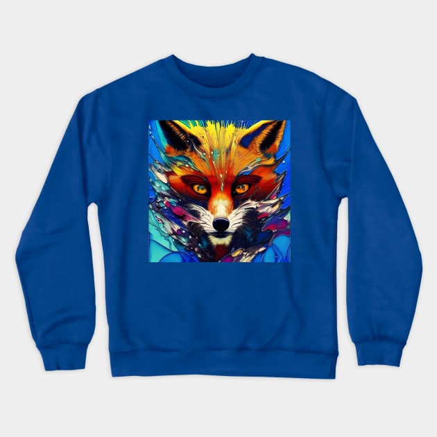 Graphic Novel Comic Book Art Style Red Fox Crewneck Sweatshirt by Chance Two Designs